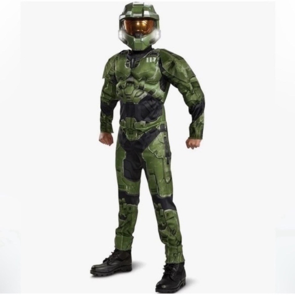 New! Disguise Master Chief or Spartain Halo Costume w/ Helmet Kids Costume